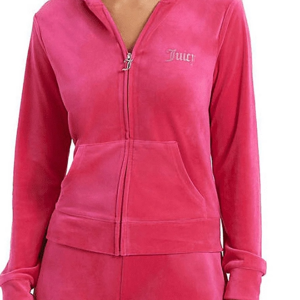 Juicy Couture Classic Bling Pink Velour Hoodie